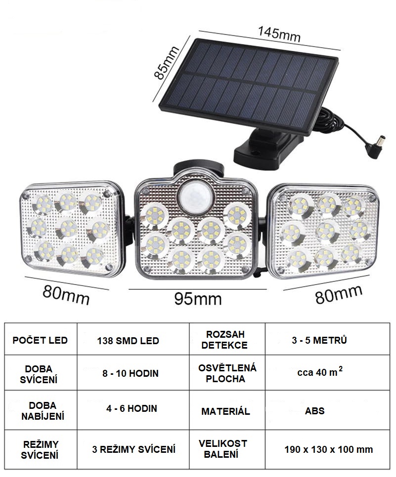 Three-head LED Solar Motion Sensor Wall Light (4)CZ